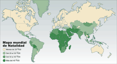 Mapa de natalidad mundial 2013